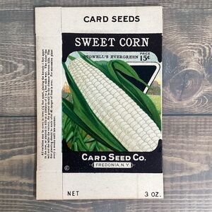1920s Litho Antique Vintage Card Seed Co. Packet Box Sweet Corn Unused